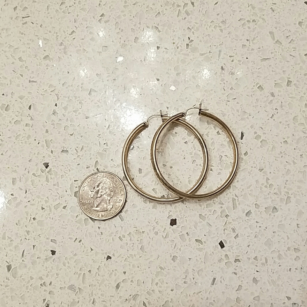 sterling silver 1 1/2" hoop earrings